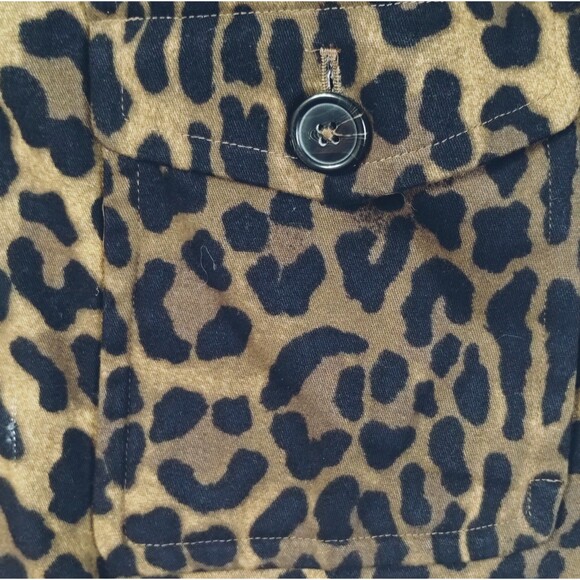 Trench Jacke Size M Pockets Belt Lined Animal Print Leopard A Line Old Money Mob - Picture 8 of 12